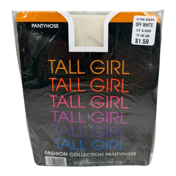 Vtg Tall Girl Fashion Collection Pantyhose Ultra Sheer Off White up to 190lbs - Picture 1 of 2